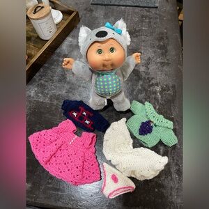 Cabbagepatch  coala  clothes made with two needles Adorable Doll with Outfits
